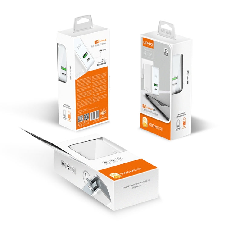 LDNIO A4403C 30W PD + Auto-id Foldable Fast Travel Charger with 1m Micro USB Cable, US Plug - USB Charger by LDNIO | Online Shopping South Africa | PMC TechLife | Buy Now Pay Later Mobicred