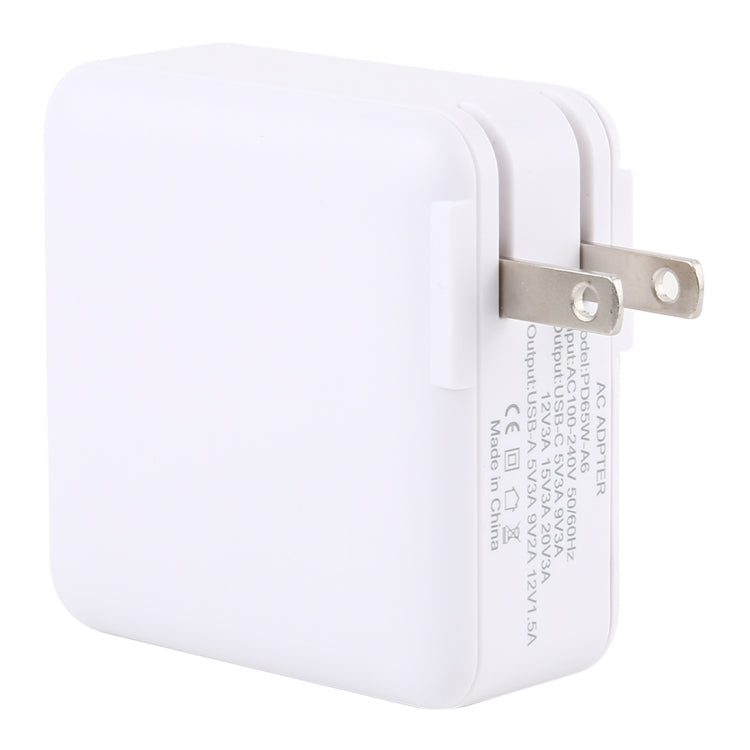 PD65W-A6 PD 65W 90 Degrees Foldable Pin Portable Multi-function USB Quick Charger, US Plug(White) - USB Charger by PMC Jewellery | Online Shopping South Africa | PMC Jewellery | Buy Now Pay Later Mobicred