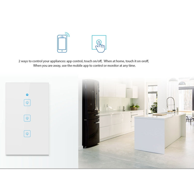 WS-US-01 EWeLink APP & Touch Control 2A 1 Gang Tempered Glass Panel Smart Wall Switch, AC 90V-250V, US Plug - Smart Socket by PMC Jewellery | Online Shopping South Africa | PMC Jewellery | Buy Now Pay Later Mobicred