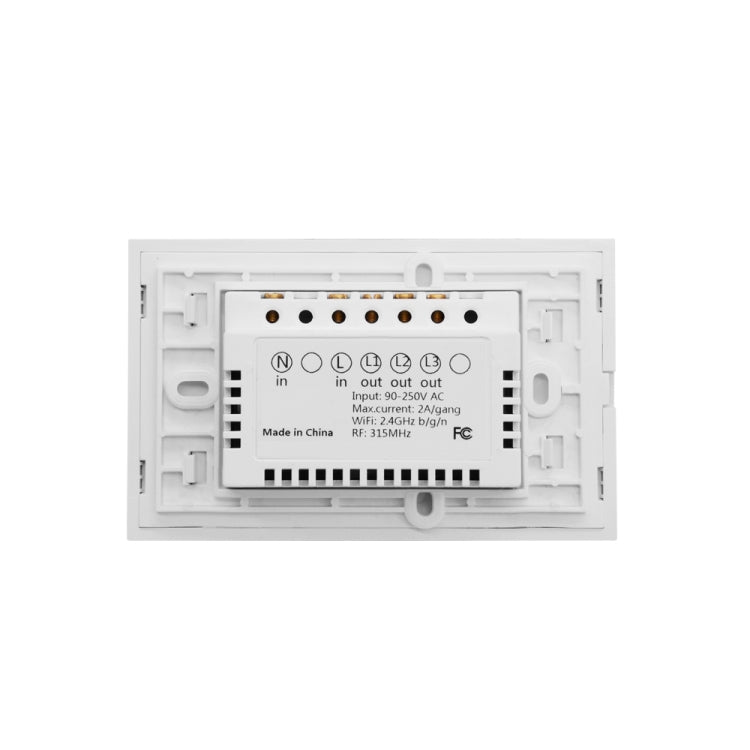 WS-US-03 EWeLink APP & Touch Control 2A 3 Gangs Tempered Glass Panel Smart Wall Switch, AC 90V-250V, US Plug - Smart Socket by PMC TechLife | Online Shopping South Africa | PMC TechLife | Buy Now Pay Later Mobicred