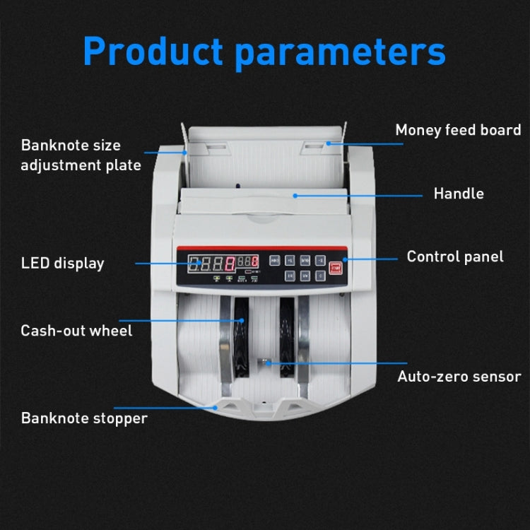 2108UV/IR 110V Portable Multi-Currency Money Counter, Specification: US Plug - Currency Counter by PMC TechLife | Online Shopping South Africa | PMC TechLife | Buy Now Pay Later Mobicred