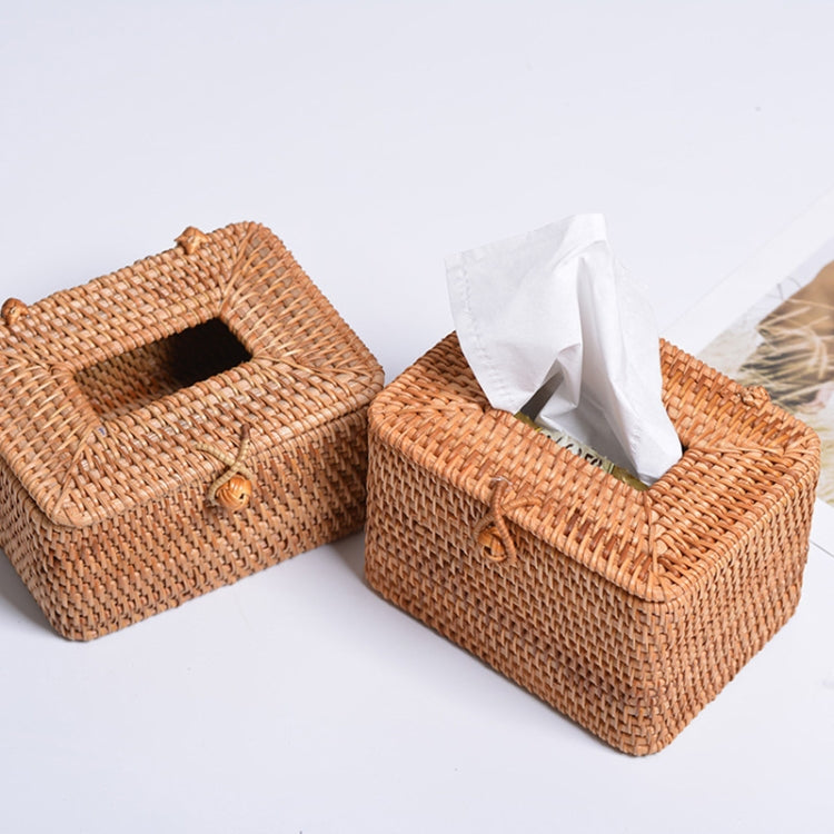 ZJH01 Bow Restaurant Desktop Rattan Braided Tissue Storage Box Case - Storage Boxes by PMc TechLife | Online Shopping South Africa | PMc TechLife | Buy Now Pay Later Mobicred