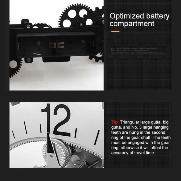 Home Simple European Style Triangular Mechanical Gears Wall Clock (Black) - Wall Clock by PMc TechLife | Online Shopping South Africa | PMc TechLife | Buy Now Pay Later Mobicred