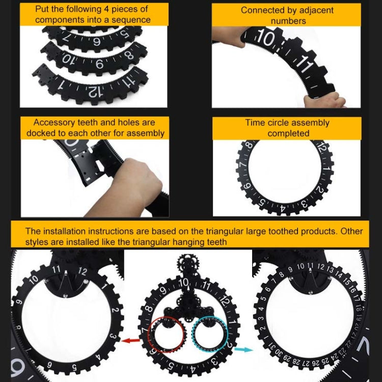 Home Simple European Style Triangular Mechanical Gears Wall Clock (Black) - Wall Clock by PMc TechLife | Online Shopping South Africa | PMc TechLife | Buy Now Pay Later Mobicred