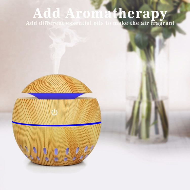 Wood Grain USB Hollowed-out Humidifier Seven Color Aromatherapy Lamp Automatic Alcohol Sprayer with Remote Control(White-2) - free shipping - PMC TechLife - Order now!