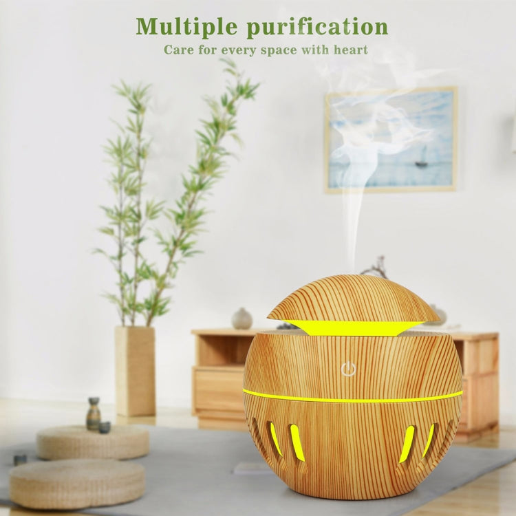 Wood Grain USB Hollowed-out Humidifier Seven Color Aromatherapy Lamp Automatic Alcohol Sprayer with Remote Control(White-2) - free shipping - PMC TechLife - Order now!