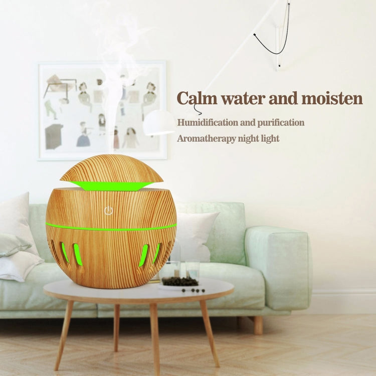 Wood Grain USB Hollowed-out Humidifier Seven Color Aromatherapy Lamp Automatic Alcohol Sprayer with Remote Control(White-2) - free shipping - PMC TechLife - Order now!