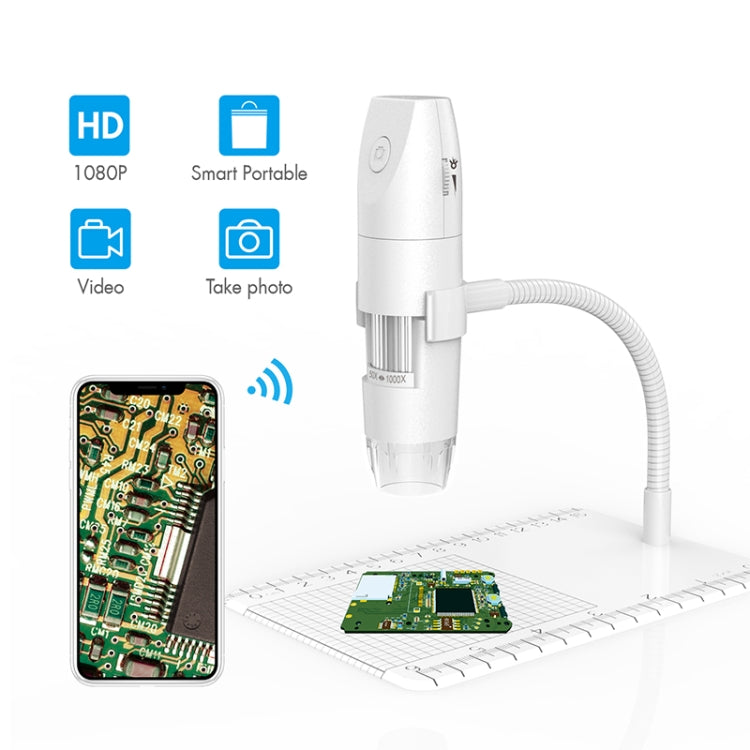 316 50-1000X Adjustable Smart Wifi USB Digital Microscope (White) - free shipping - PMC Jewellery - Order now!