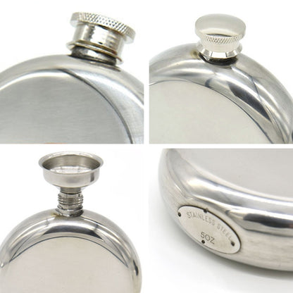 140mL(5oz) Men Mirror Handy Hip Flask Stainless Steel Portable Round Jug (With Small Funnel)(Silver) - Condiment Bottles & Hip Flasks by PMC Jewellery | Online Shopping South Africa | PMC Jewellery