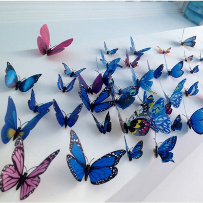 12pcs / Set Home Decoration Originality Double-deck PVC 3D Butterfly Wall Paste - Ornaments by PMC Jewellery | Online Shopping South Africa | PMC Jewellery | Buy Now Pay Later Mobicred