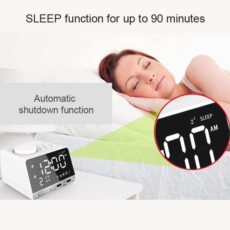 K11 Bluetooth Alarm Clock Speaker Creative Digital Music Clock Display Radio with Dual USB Interface, Support U Disk / TF Card / FM / AUX, US Plug(Black) - Alarm Clocks by PMc TechLife | Online Shopping South Africa | PMc TechLife | Buy Now Pay Later Mobicred