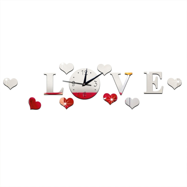 Creative LOVE Clock Acrylic Mirror DIY Wall Sticker(Silver) - DIY Clocks by PMc TechLife | Online Shopping South Africa | PMc TechLife | Buy Now Pay Later Mobicred