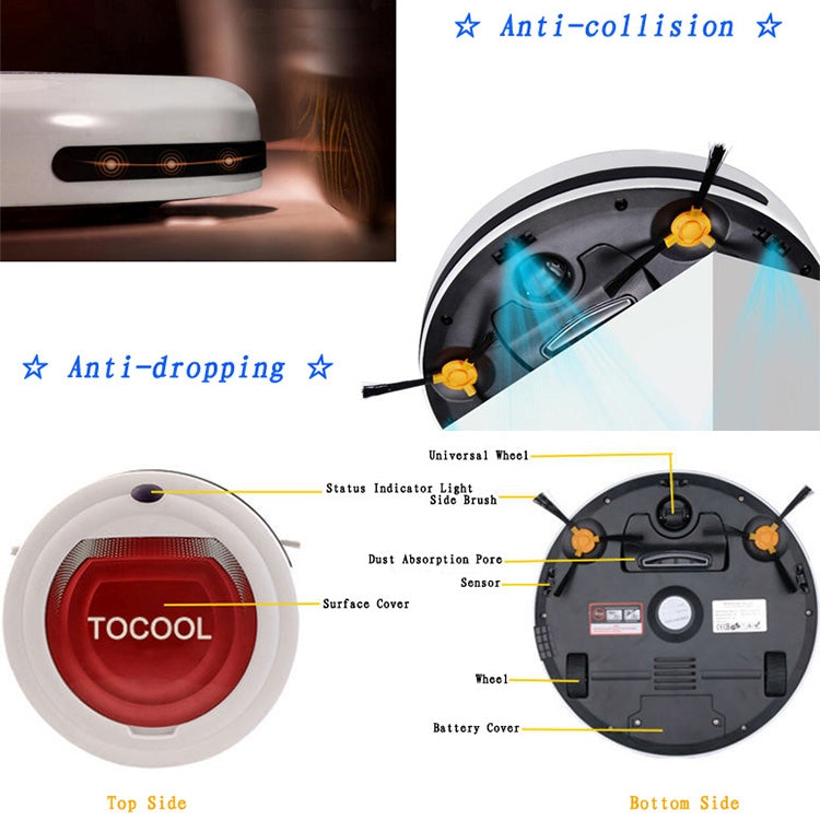 TOCOOL TC-350 Smart Vacuum Cleaner Household Sweeping Cleaning Robot with Remote Control(Purple) - free shipping - PMC TechLife - Order now!