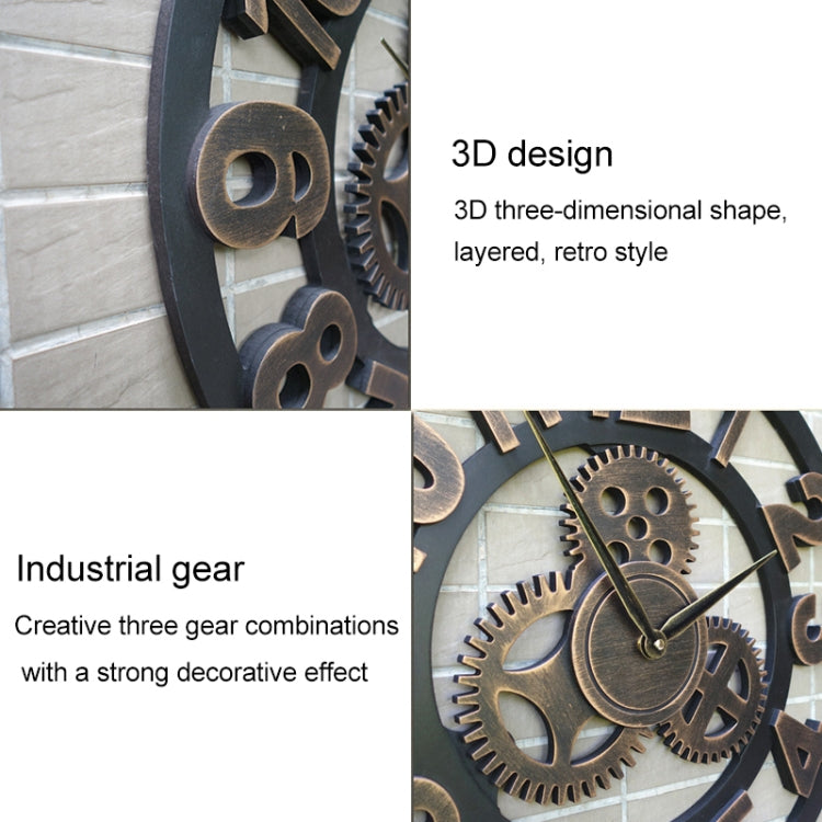 Retro Wooden Round Single-sided Gear Clock Rome Number Wall Clock, Diameter: 70cm(Gold) - Wall Clock by PMc TechLife | Online Shopping South Africa | PMc TechLife | Buy Now Pay Later Mobicred