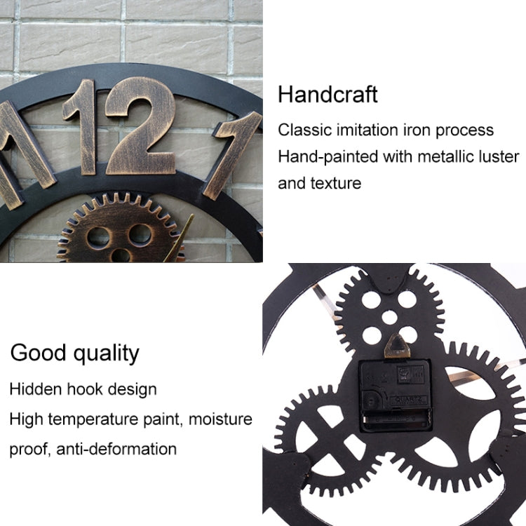 Retro Wooden Round Single-sided Gear Clock Rome Number Wall Clock, Diameter: 80cm(Gold) - Wall Clock by PMc TechLife | Online Shopping South Africa | PMc TechLife | Buy Now Pay Later Mobicred