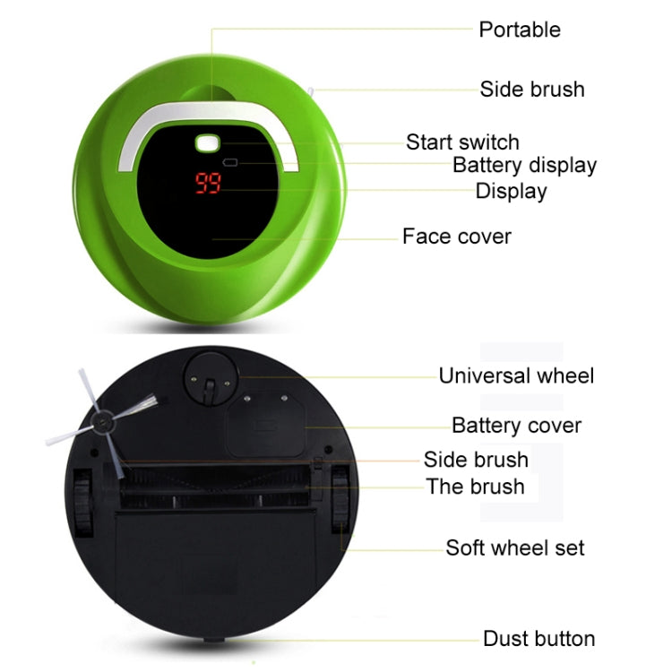 FD-RSW(C) Smart Household Sweeping Machine Cleaner Robot(Green) - Robot Vacuum Cleaner by PMC TechLife | Online Shopping South Africa | PMC TechLife | Buy Now Pay Later Mobicred