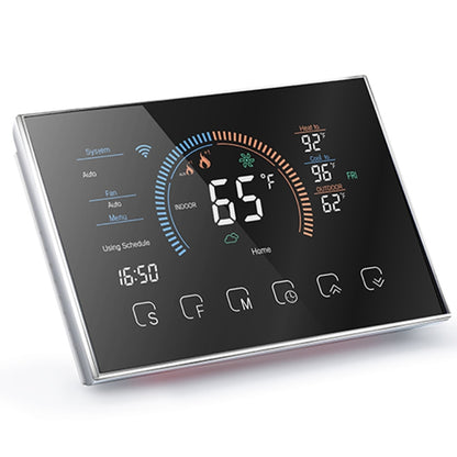 BHP-8000-WIFI-B 3H2C Smart Home Heat Pump Round Room Mirror Housing Thermostat with Adapter Plate & WiFi, AC 24V(Black) - Thermostat & Thermometer by PMC Jewellery | Online Shopping South Africa | PMC Jewellery | Buy Now Pay Later Mobicred