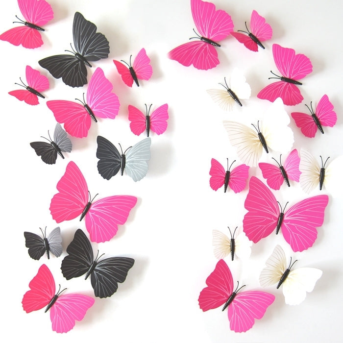 2 Set Creative 3D Color Butterfly Wall Stickers Living Room Bedroom Decoration Supplies, Pin Style, Random Color Delivery - Ornaments by PMC Jewellery | Online Shopping South Africa | PMC Jewellery