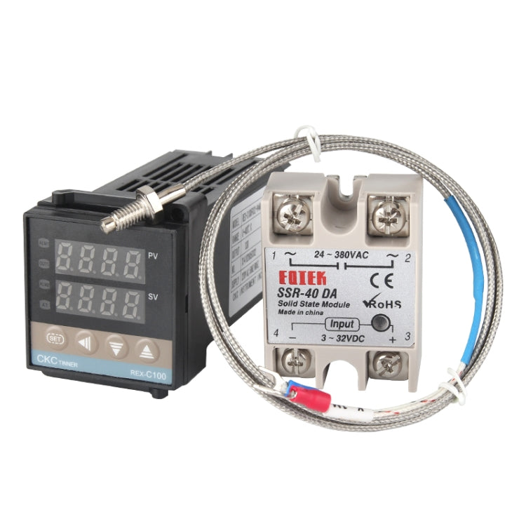 REX-C100 Thermostat + Thermocouple + SSR-25 DA Solid State Module Intelligent Temperature Control Kit - Components Kits by PMC TechLife | Online Shopping South Africa | PMC TechLife