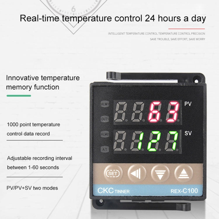 REX-C100 Thermostat + Thermocouple + SSR-25 DA Solid State Module Intelligent Temperature Control Kit - Components Kits by PMC TechLife | Online Shopping South Africa | PMC TechLife