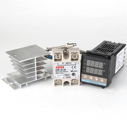 8800W REX-C100 Thermostat + Heat Sink + Thermocouple + SSR-80 DA Solid State Module Intelligent Temperature Control Kit - Components Kits by PMC Jewellery | Online Shopping South Africa | PMC Jewellery | Buy Now Pay Later Mobicred