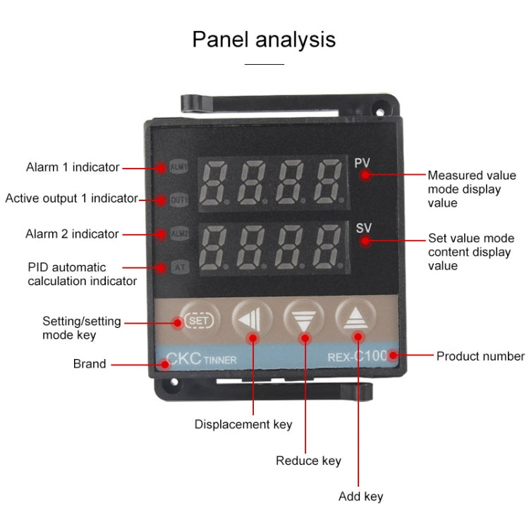 8800W REX-C100 Thermostat + Heat Sink + Thermocouple + SSR-80 DA Solid State Module Intelligent Temperature Control Kit - Components Kits by PMC Jewellery | Online Shopping South Africa | PMC Jewellery | Buy Now Pay Later Mobicred