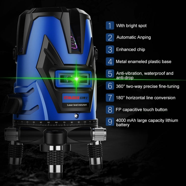 MBOOS Green Light 5 Line Outdoor Laser Level Instrument with Anti-drop Plastic Box & 1m Tripod - Laser Rangefinder by PMC Jewellery | Online Shopping South Africa | PMC Jewellery | Buy Now Pay Later Mobicred