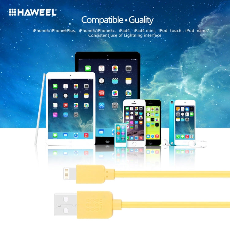 HAWEEL 1m High Speed 35 Cores 8 Pin to USB Sync Charging Cable for iPhone, iPad(Yellow) - Normal Style Cable by PMC Jewellery | Online Shopping South Africa | PMC Jewellery | Buy Now Pay Later Mobicred