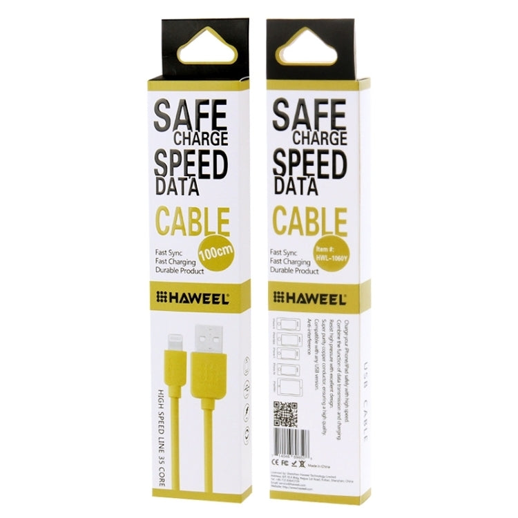 HAWEEL 1m High Speed 35 Cores 8 Pin to USB Sync Charging Cable for iPhone, iPad(Yellow) - free shipping - PMC Jewellery - Order now!