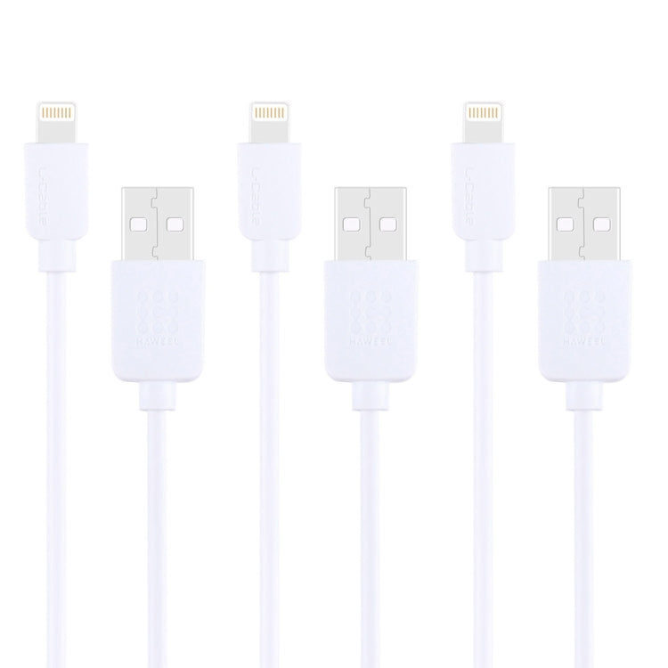 3 PCS HAWEEL 1m High Speed 8 pin to USB Sync and Charging Cable Kit for iPhone, iPad(White) - Normal Style Cable by PMC Jewellery | Online Shopping South Africa | PMC Jewellery | Buy Now Pay Later Mobicred