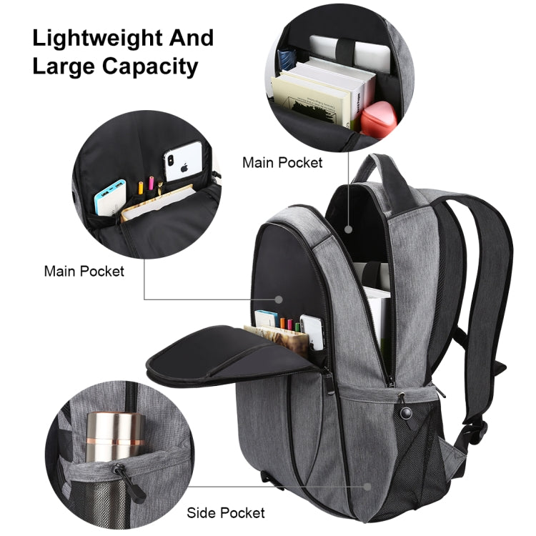 HAWEEL 14W Foldable Removable Solar Power Outdoor Portable Canvas Dual Shoulders Laptop Backpack, USB Output: 5V 2.1A Max(Grey) - Backpack by HAWEEL | Online Shopping South Africa | PMC Jewellery | Buy Now Pay Later Mobicred