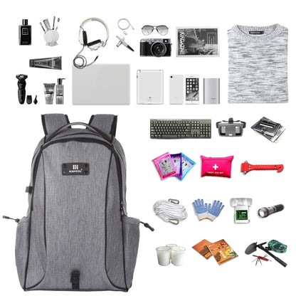 HAWEEL 14W Foldable Removable Solar Power Outdoor Portable Canvas Dual Shoulders Laptop Backpack, USB Output: 5V 2.1A Max(Grey) - Backpack by HAWEEL | Online Shopping South Africa | PMC Jewellery | Buy Now Pay Later Mobicred