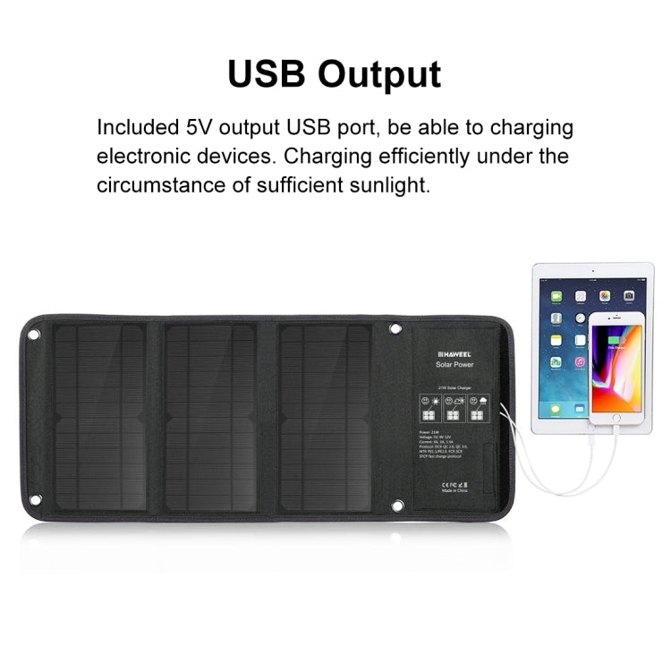 HAWEEL 21W Foldable Solar Panel Charger with 5V 3A Max Dual USB Ports - Charger by HAWEEL | Online Shopping South Africa | PMC Jewellery | Buy Now Pay Later Mobicred