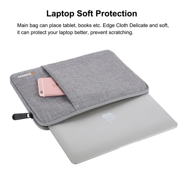 HAWEEL 13.0 inch Sleeve Case Zipper Briefcase Laptop Carrying Bag, For Macbook, Samsung, Lenovo, Sony, DELL Alienware, CHUWI, ASUS, HP, 13 inch and Below Laptops(Grey) - 13.3 inch by HAWEEL | Online Shopping South Africa | PMC Jewellery | Buy Now Pay Later Mobicred