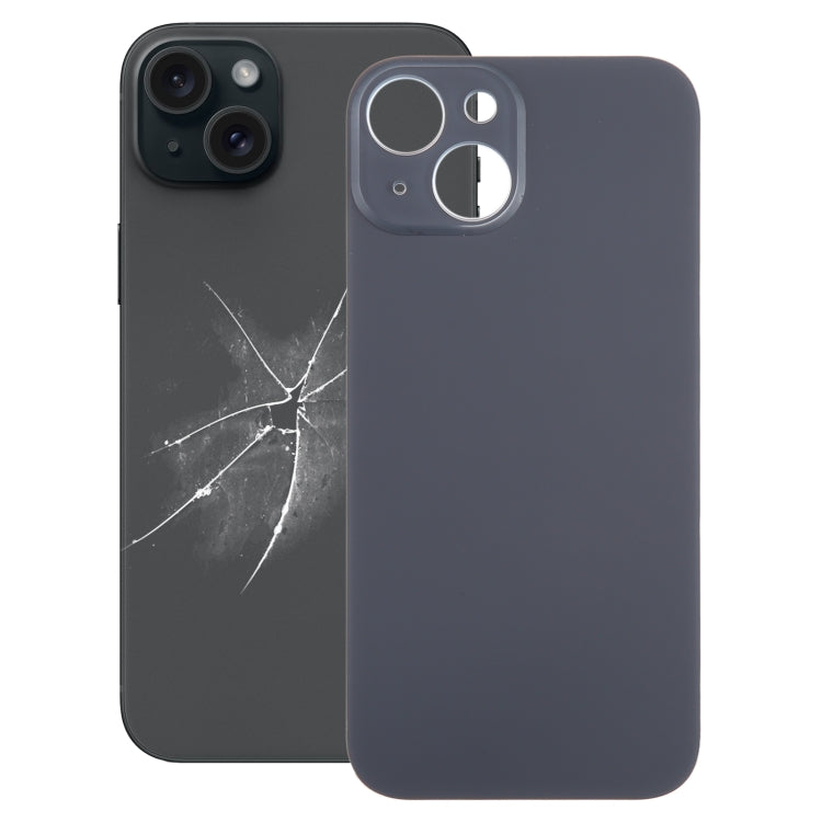 For iPhone 15 Easy Replacement Big Camera Hole Glass Back Battery Cover(Black) - Back Cover by PMC TechLife | Online Shopping South Africa | PMC TechLife | Buy Now Pay Later Mobicred