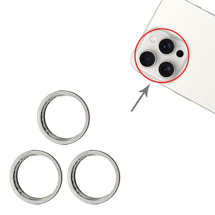 For iPhone 15 Pro / 15 Pro Max 3pcs/set Rear Camera Glass Lens Metal Outside Protector Hoop Ring (White) - Camera Series by PMc TechLife | Online Shopping South Africa | PMc TechLife | Buy Now Pay Later Mobicred