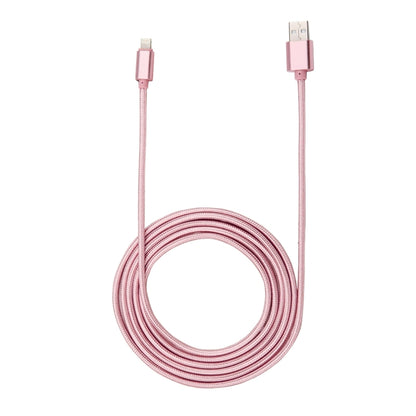 1m Woven Style Metal Head 84 Cores 8 Pin to USB 2.0 Data / Charger Cable(Rose Gold) - Normal Style Cable by PMC Jewellery | Online Shopping South Africa | PMC Jewellery | Buy Now Pay Later Mobicred