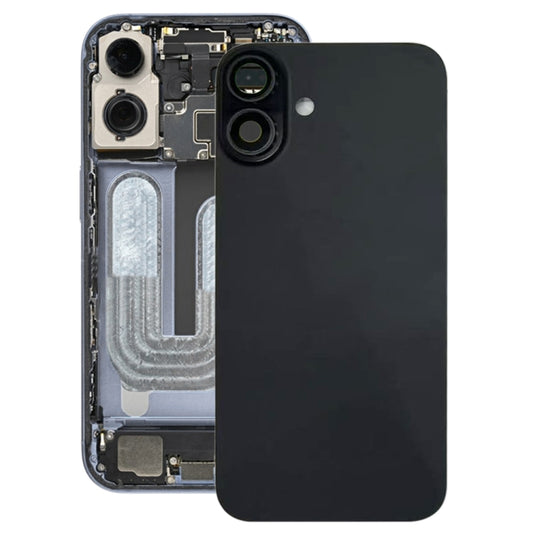 For iPhone 16 Plus Battery Back Cover with Camera Lens Cover(Black) -  by PMC Jewellery | Online Shopping South Africa | PMC Jewellery | Buy Now Pay Later Mobicred