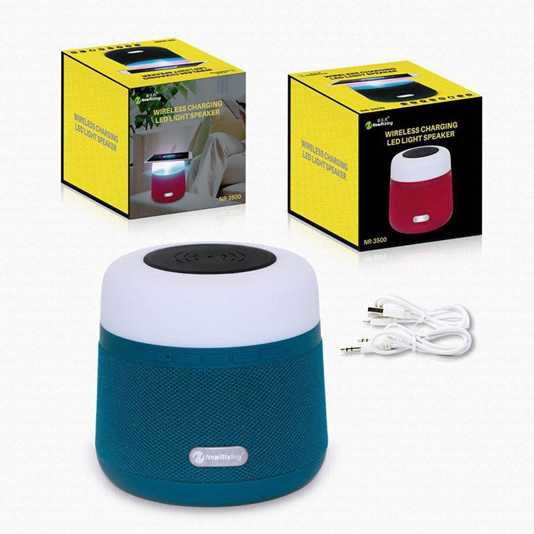NewRixing NR-3500 Multi-function Atmosphere Light Wireless Charging Bluetooth Speaker with Hands-free Call Function, Support TF Card & USB & FM & AUX(Black) - free shipping - PMC Jewellery - Order now!