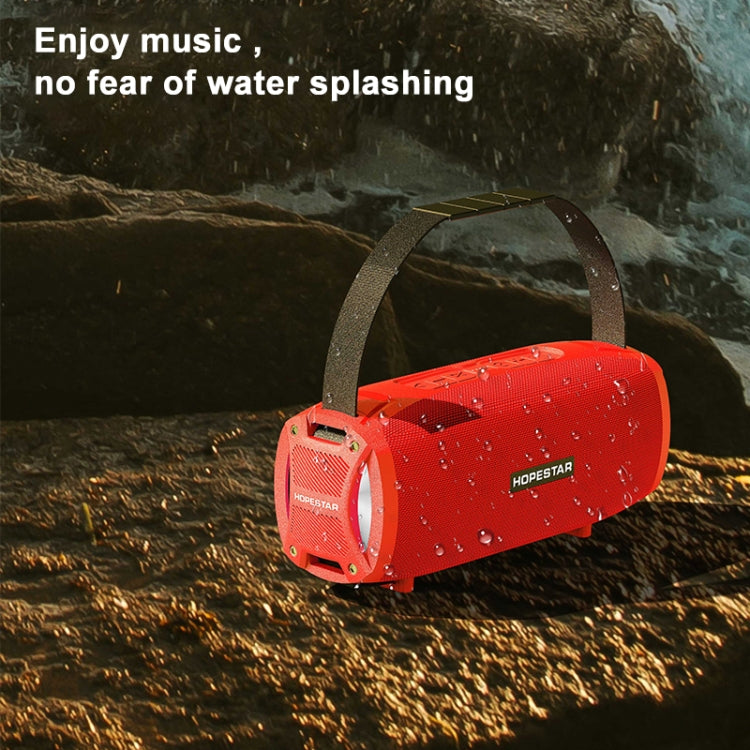 HOPESTAR H24 Pro TWS Portable Outdoor Waterproof Woven Textured Bluetooth Speaker with Rhythm Light, Support Hands-free Call & U Disk & TF Card & 3.5mm AUX & FM (Grey) - Desktop Speaker by HOPESTAR | Online Shopping South Africa | PMC Jewellery | Buy Now Pay Later Mobicred