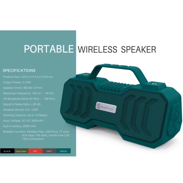NewRixing NR-4500 Portable Wireless Bluetooth Stereo Speaker Support TWS / FM Function Speaker (Grey) - free shipping - PMC Jewellery - Order now!