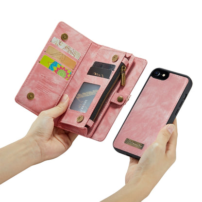 CaseMe for  iPhone 8 & 7  Multifunctional Leather Billfold with Detachable Magnetic PC Back Protective Case & Holder & 10 Card Slots & 3 Cash Slots & 1 Zipper Wallet & 2 Photo Frames & 3 Magnetic Clasps(Pink) - More iPhone Cases by CaseMe | Online Shopping South Africa | PMC Jewellery | Buy Now Pay Later Mobicred