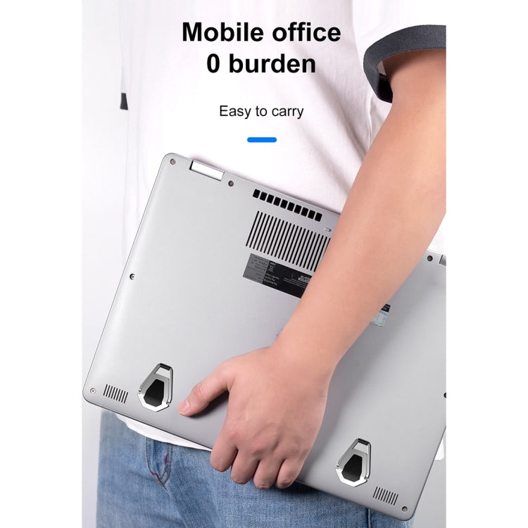 2 PCS R-JUST BJ01 Universal Stickable Shield Shape Laptop Foldable Stand(Silver) - free shipping - PMC TechLife - Order now!