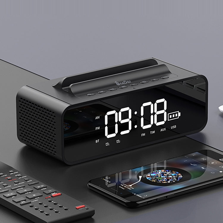 Oneder V06 Smart Sound Box Wireless Bluetooth Speaker, LED Screen Alarm Clock, Support Hands-free & FM & TF Card & AUX & USB Drive (Black) - Desktop Speaker by OneDer | Online Shopping South Africa | PMC Jewellery | Buy Now Pay Later Mobicred