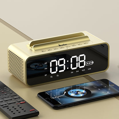 Oneder V06 Smart Sound Box Wireless Bluetooth Speaker, LED Screen Alarm Clock, Support Hands-free & FM & TF Card & AUX & USB Drive (Gold) - Desktop Speaker by OneDer | Online Shopping South Africa | PMC Jewellery | Buy Now Pay Later Mobicred