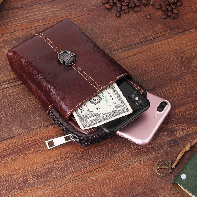 6.3 inch and Below Universal Crazy Horse Texture Genuine Leather Men Vertical Style Case Waist Bag with Belt Hole for Sony, Huawei, Meizu, Lenovo, ASUS, Cubot, Oneplus, Xiaomi, Ulefone, Letv, DOOGEE, Vkworld, and other Smartphones(Brown) - More iPhone Cases by PMC Jewellery | Online Shopping South Africa | PMC Jewellery | Buy Now Pay Later Mobicred