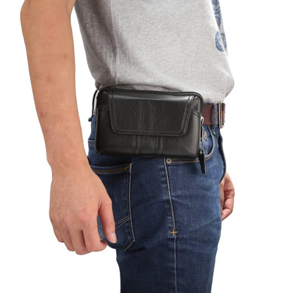 5.2 inch and Below Universal Genuine Leather Men Horizontal Style Case Waist Bag with Belt Hole, For iPhone, Samsung, Sony, Huawei, Meizu, Lenovo, ASUS, Oneplus, Xiaomi, Cubot, Ulefone, Letv, DOOGEE, Vkworld, and other(Black) - More iPhone Cases by PMC Jewellery | Online Shopping South Africa | PMC Jewellery | Buy Now Pay Later Mobicred