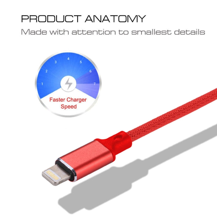 1m 2A USB to 8 Pin Nylon Weave Style Data Sync Charging Cable(Red) - free shipping - PMC Jewellery - Order now!