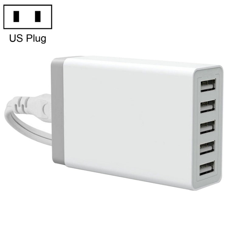 XBX09 40W 5V 8A 5 USB Ports Quick Charger Travel Charger, US Plug(White) - Multifunction Charger by PMC Jewellery | Online Shopping South Africa | PMC Jewellery | Buy Now Pay Later Mobicred