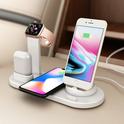 HQ-UD15 5 in 1 8 Pin + Micro USB + USB-C / Type-C Interfaces + 8 Pin Earphone Charging Interface + Wireless Charging Charger Base with Watch Stand (White) - Multifunction Charger by PMC Jewellery | Online Shopping South Africa | PMC Jewellery | Buy Now Pay Later Mobicred